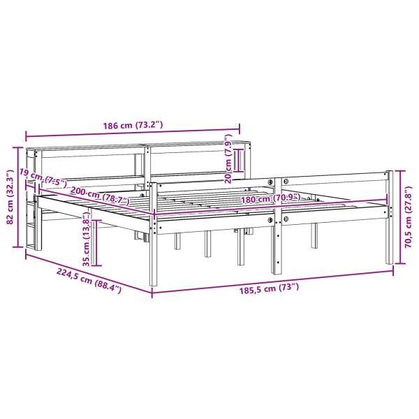 Рамка за легло 2 pcs Кафяво с восъчно покритие Солиден бор