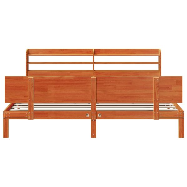 Рамка за легло 2 pcs Кафяво с восъчно покритие Солиден бор