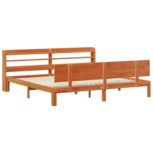 Рамка за легло 2 pcs Кафяво с восъчно покритие Солиден бор