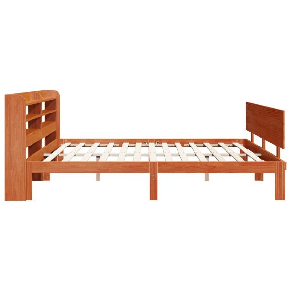 Рамка за легло 2 pcs Кафяво с восъчно покритие Солиден бор