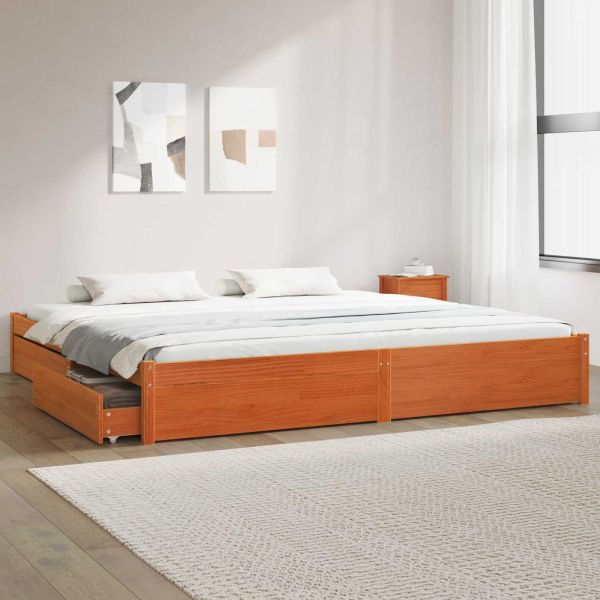 Рамка за легло Кафяво с восъчно покритие 180 x 200 cm