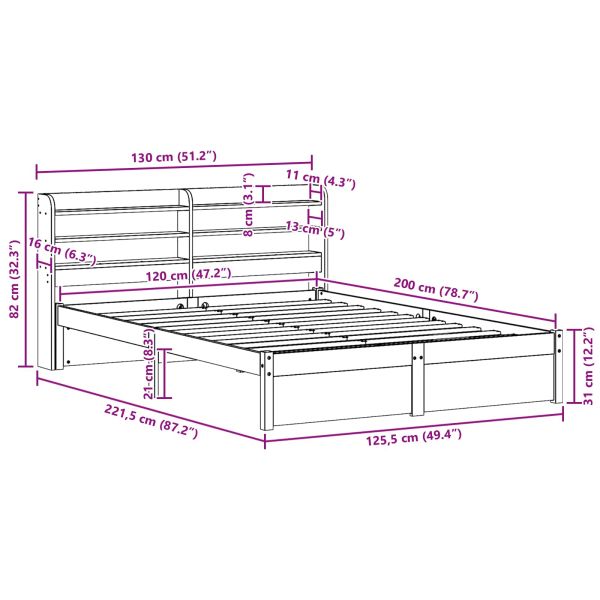 Рамка за легло 2 pcs Кафяво с восъчно покритие Солиден бор