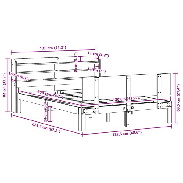 Рамка за легло 2 pcs Кафяво с восъчно покритие Солиден бор