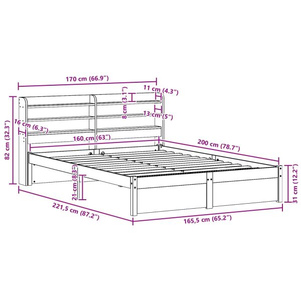 Рамка за легло 2 pcs Кафяво с восъчно покритие Солиден бор