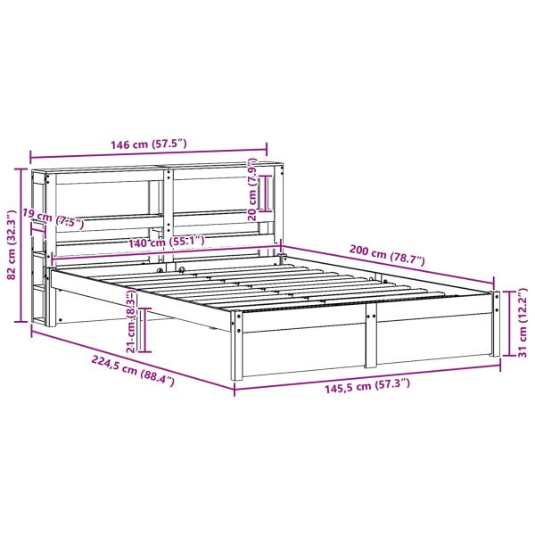 Рамка за легло с таблото Кафяво с восъчно покритие 140 x 200 cm