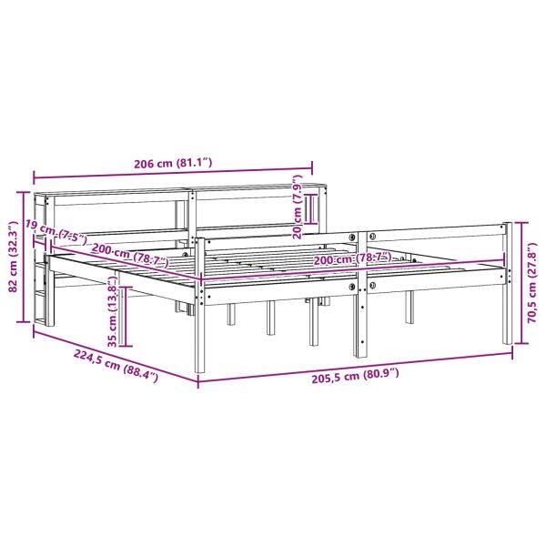 Рамка за легло 2 pcs Кафяво с восъчно покритие Солиден бор