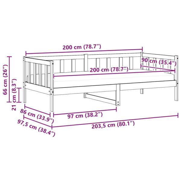 Дневно легло с матрак Ваксивно кафяво и бяло 90 x 200 cm