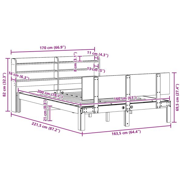 Рамка за легло 2 pcs Кафяво с восъчно покритие Солиден бор