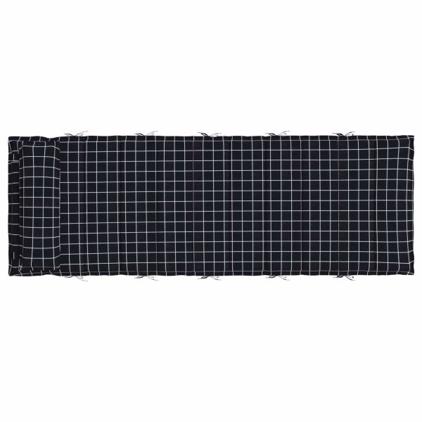 Възглавница за слънчев шезлонг Каре Черно 178 x 60 x 4 см