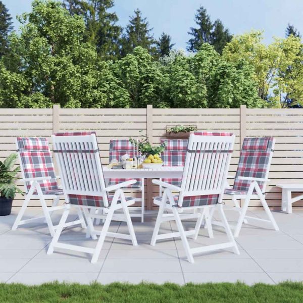 Възглавници за столове с облегалка 6 бр червено каре плат