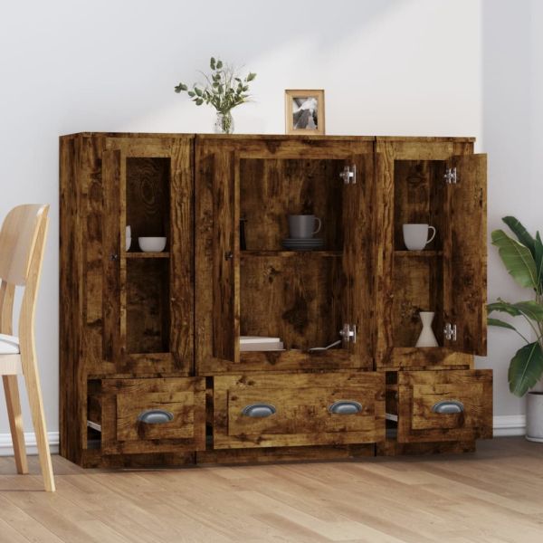 Високи шкафове, 3 бр, опушен дъб, инженерно дърво