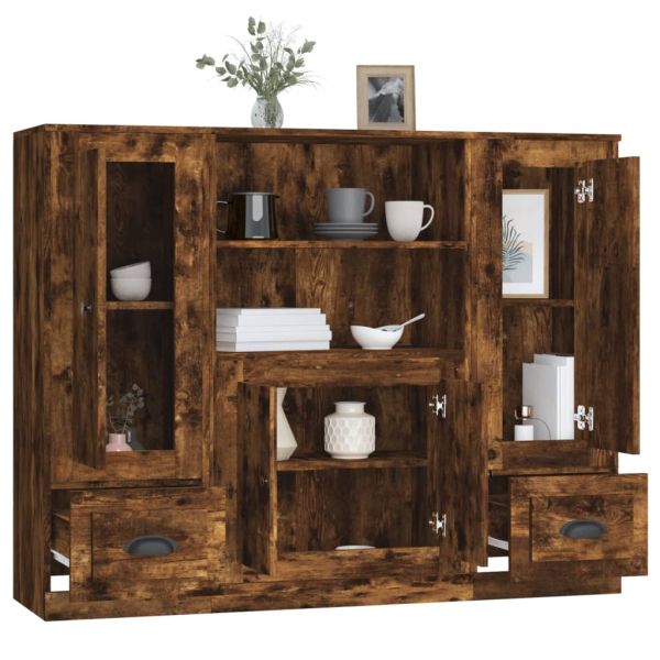 Високи шкафове, 3 бр, опушен дъб, инженерно дърво