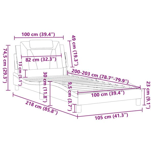 Рамка за легло Viana без матрак, черна 100x203 см изкуствена кожа