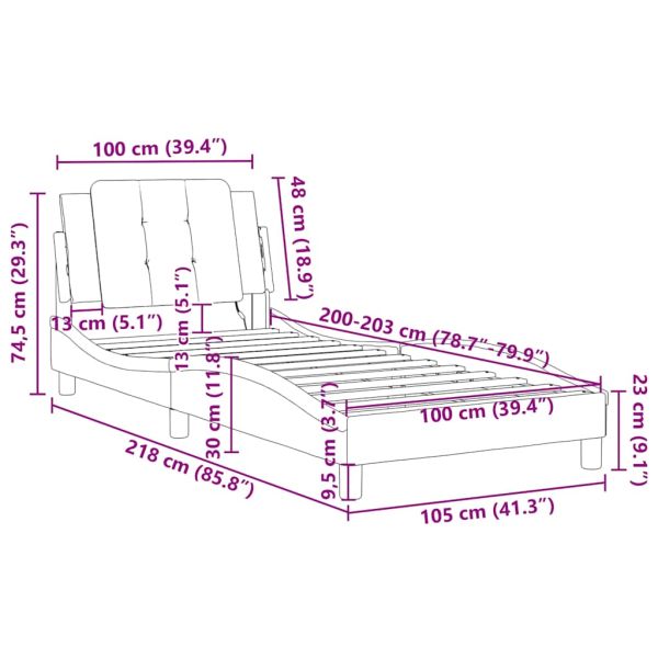 Рамка за легло без матрак Zadar, бяла 100x203 см изкуствена кожа