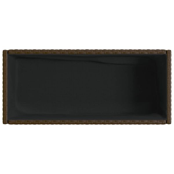 Градински плантери с рафт, 2 бр, кафяв, 70x28x70 см, полиратан