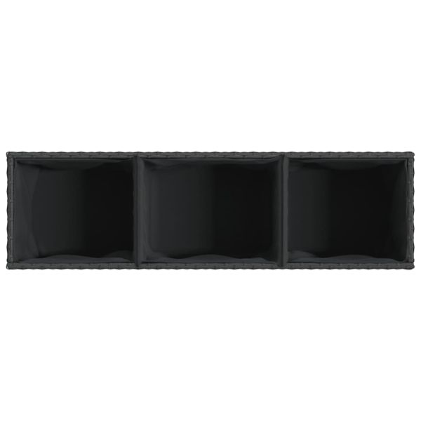 Градински плантери с 3 саксии 2 бр черни 105x30x32 см полиратан