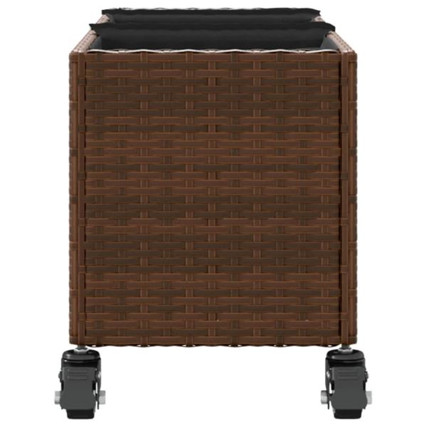 Градински кашпи с колела 2 бр кафяви 107x32x38 см полиратан