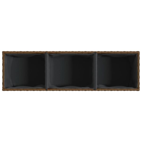 Градински кашпи с колела 2 бр кафяви 107x32x38 см полиратан