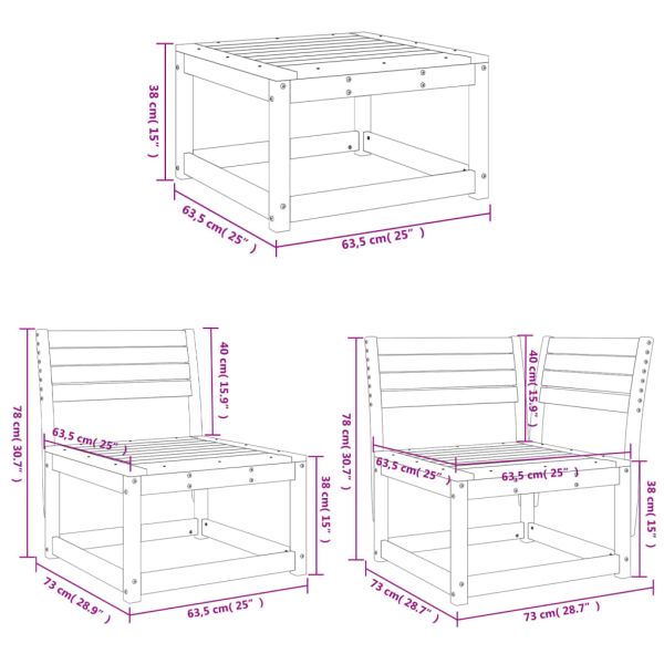 Градински лаундж комплект, 7 части, бор масив