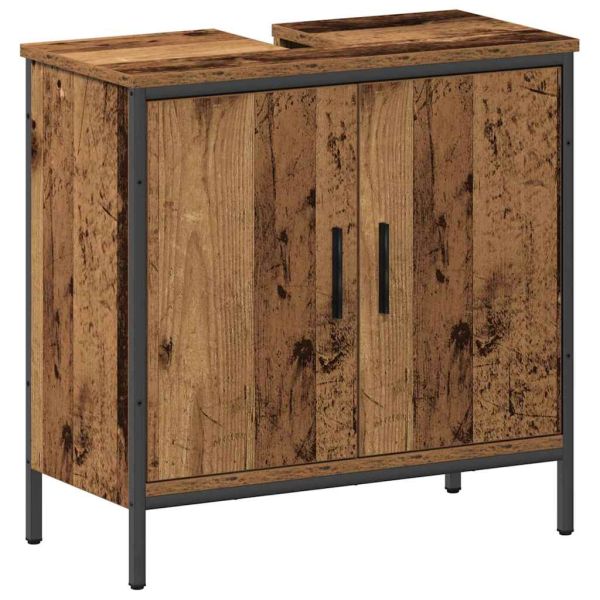 Комплект мебели за баня с рафт 2 pcs Кафяво Инженерно дърво