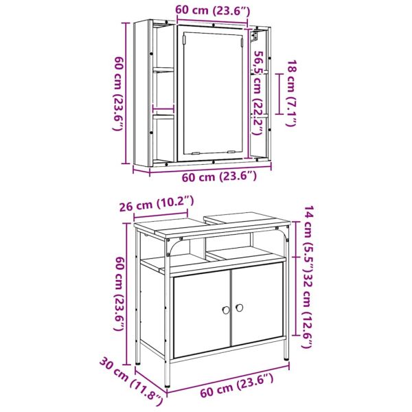 Комплект мебели за баня с рафт 2 pcs Кафяво Инженерно дърво