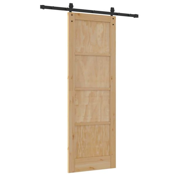 Преплъзваща се врата Кафяво 73,5 x 211 см Солидно борово дърво