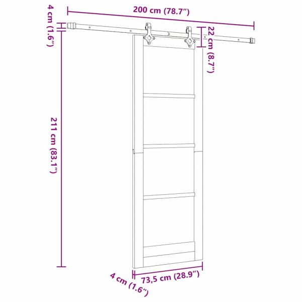 Преплъзваща се врата Естествено и черно 73,5 x 211 см