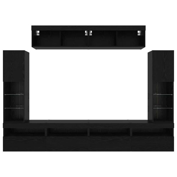 Комплект ТВ шкаф 6 pcs Черен дъб Инженерно дърво