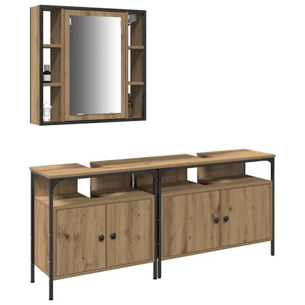 Модулни единици за баня с рафт 3 pcs Кафяво Инженерно дърво