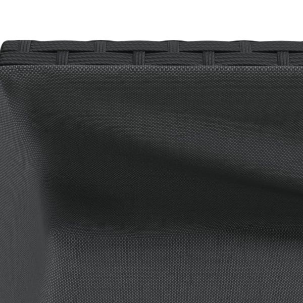 Градински плантер с рафт, черен, полиратан