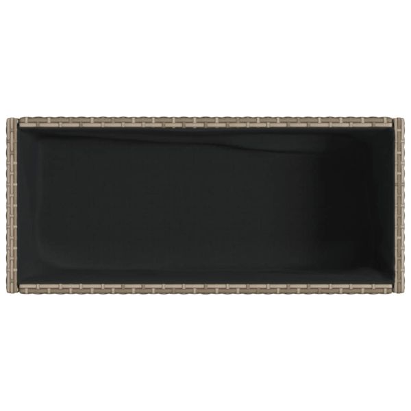 Градински плантер с рафт, сив, полиратан