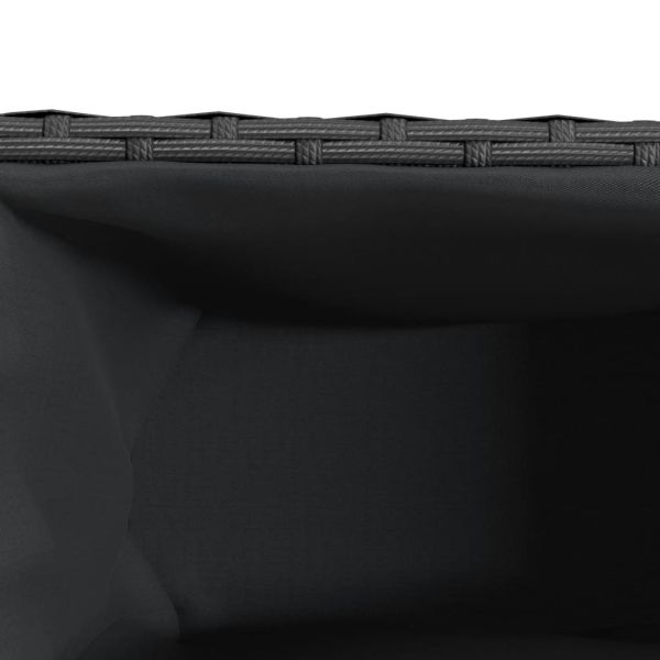 Градински сандък с 3 саксии, черен, 105x30x32 см, полиратан