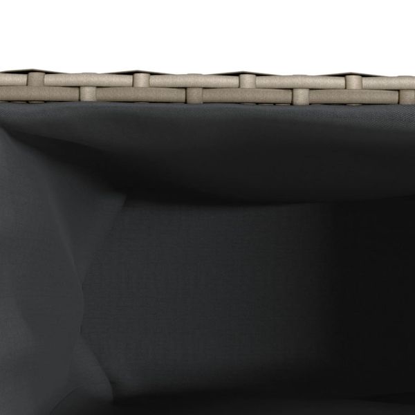 Градински плантер с 3 саксии, сив, 105x30x32 см, полиратан