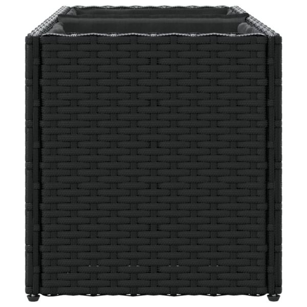 Градински плантер с 2 саксии, черен, 72x30x32 см, полиратан