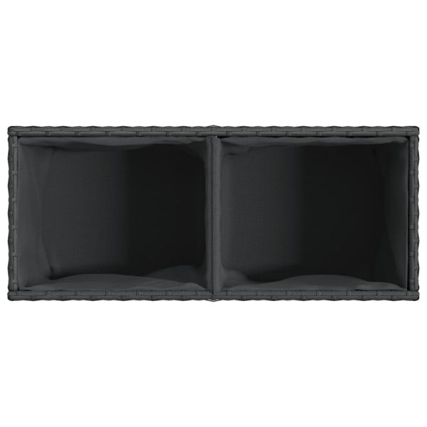 Градински плантер с 2 саксии, черен, 72x30x32 см, полиратан