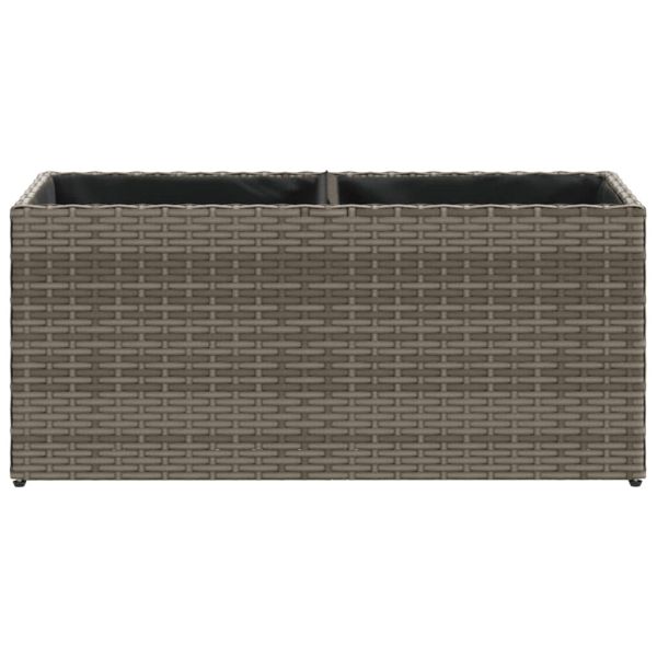 Градински плантер с 2 саксии, сив, 72x30x32 см, полиратан