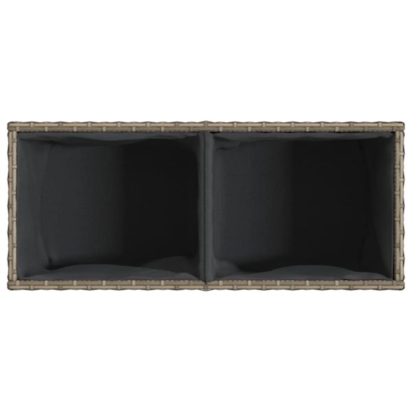 Градински плантер с 2 саксии, сив, 72x30x32 см, полиратан