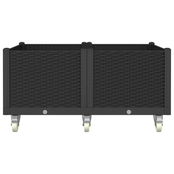 Градинска кашпа с колелца, черна, 100x80x54 см, PP