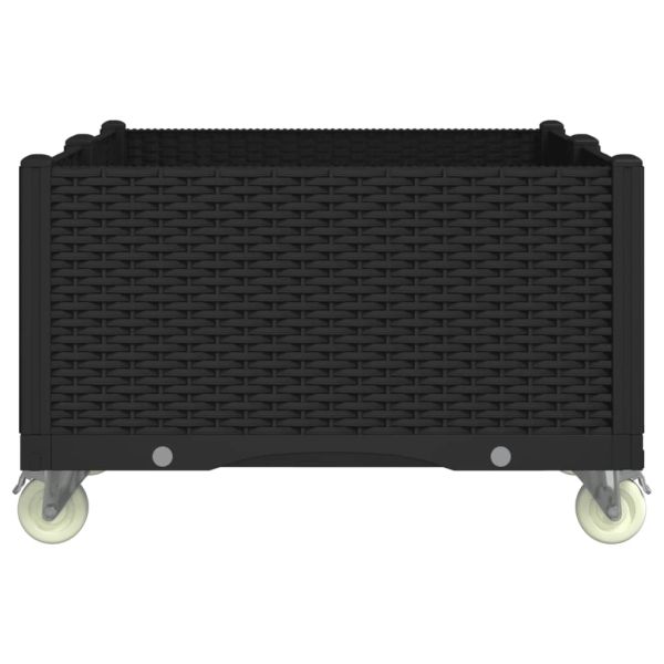 Градинска кашпа с колелца, черна, 100x80x54 см, PP