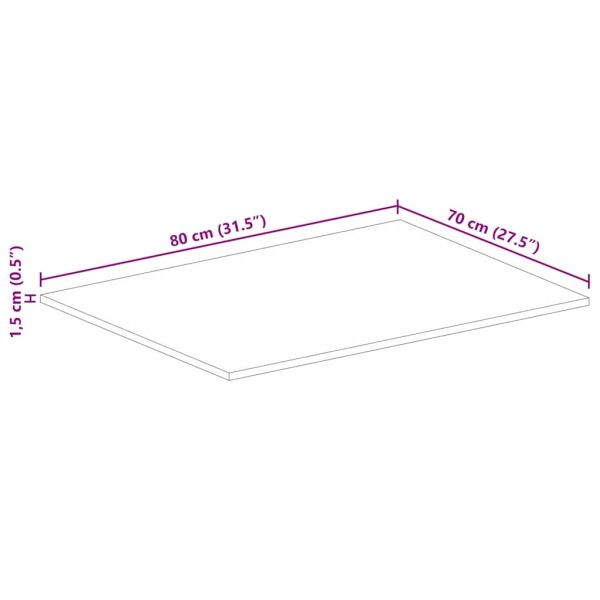 Плот за маса 80x70x1,5 см правоъгълен масивно дърво грубо манго
