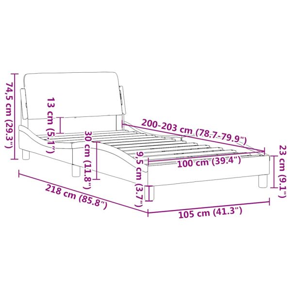 Рамка за легло Dover, тъмносива, 100x203 см, кадифе