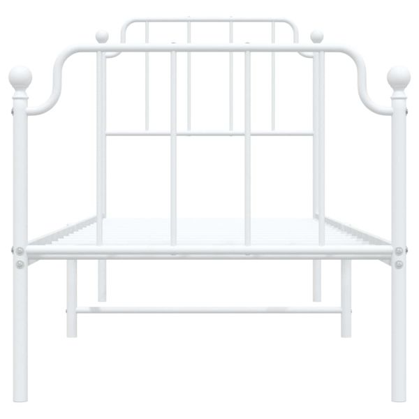 Метална рамка за легло с горна и долна табла, бяла, 80x200 см