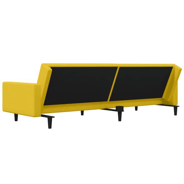 2-местно разтегателно канапе с две възглавници, жълто, кадифе