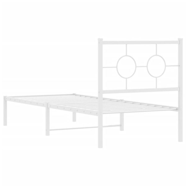 Метална рамка за легло с горна табла, бяла, 80x200 см