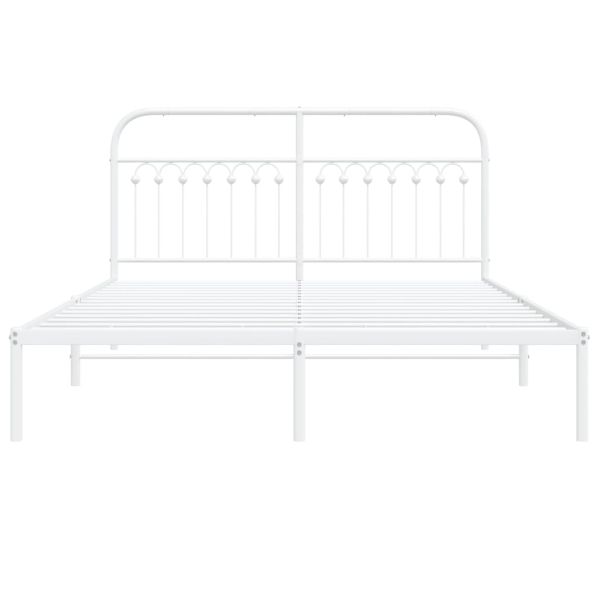 Метална рамка за легло с горна табла, бяла, 160x200 см