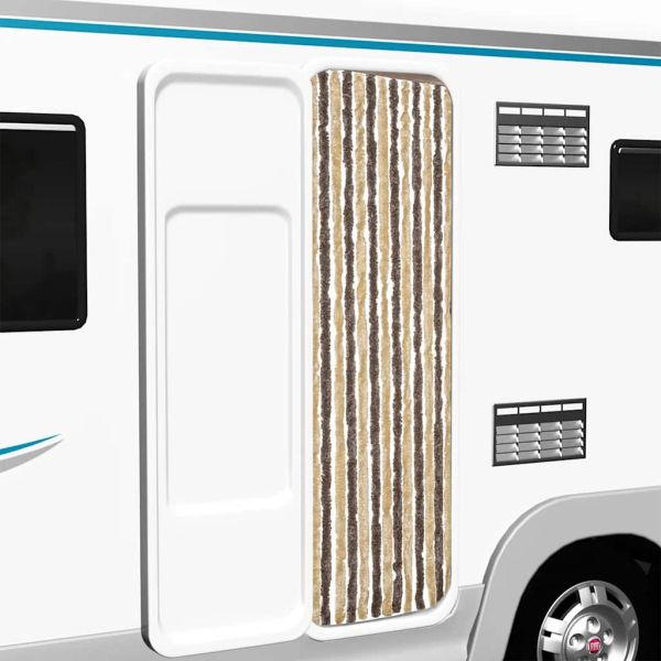 Ресни за врата против мухи, кафяво и бежово, 56x200 см, шенил