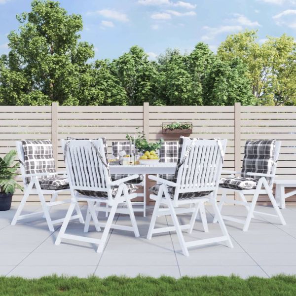 Възглавници за стол ниска облегалка 6 бр сиво каре Оксфорд плат