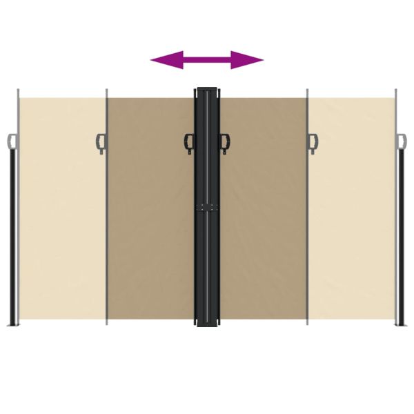 Прибираща се странична тента, бежова, 200x1200 см