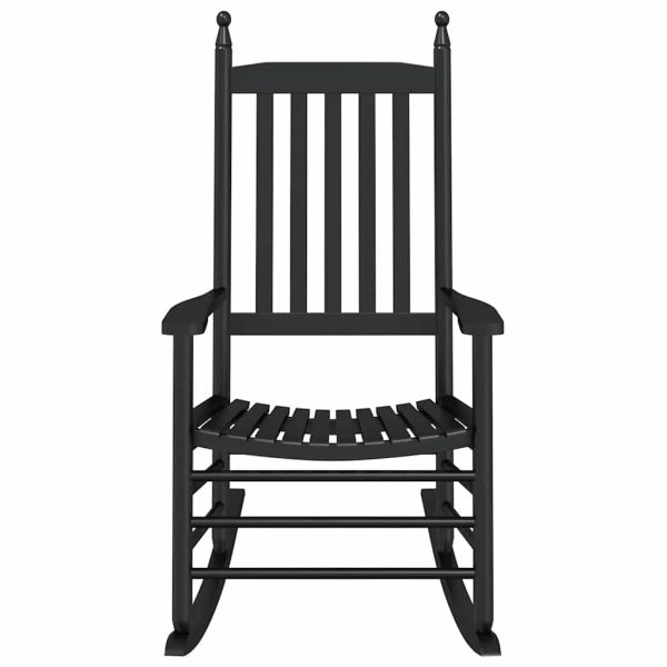 Люлеещ се стол с извита седалка, черен, масивна топола