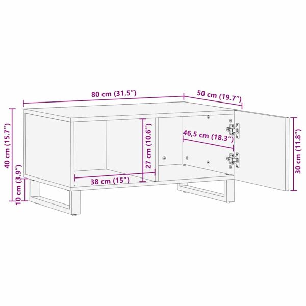Масичка за кафе Естествен 80 x 50 x 40 cm Солидно мангово дърво